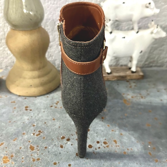 EUC Antonio Melani Brown Leather and Gray Wool Heeled Boots - Picture 12 of 16